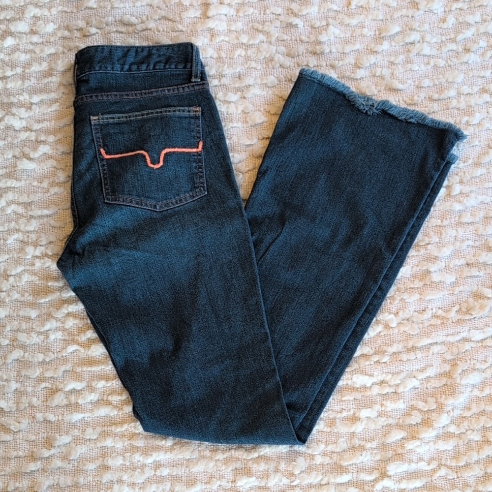 Kimes Lola 4/34 Raw Hem Mid Rise Western Cowgirl Ranch Equestrian Riding Jeans